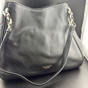 Kate Spade New York Black Pebbled Leather Triple Compartment Satchel Bag Purse